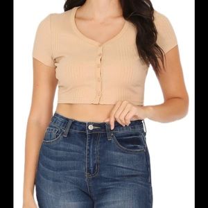 Rosio- Button Up Crop Top